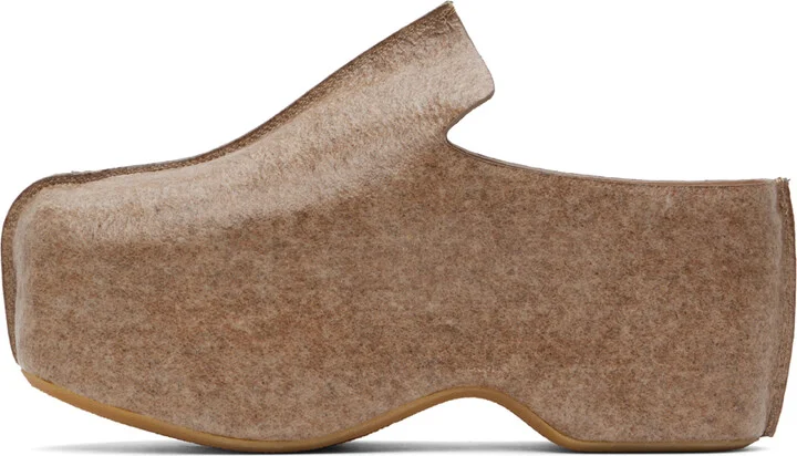 JW Anderson Beige Laminated Felt Platform Clogs - Image 3
