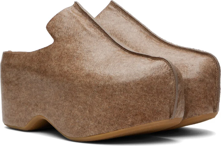 JW Anderson Beige Laminated Felt Platform Clogs - Image 4