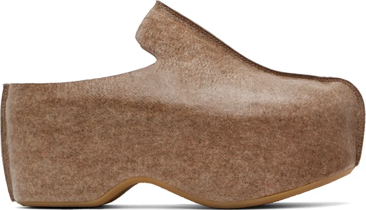 JW Anderson Beige Laminated Felt Platform Clogs