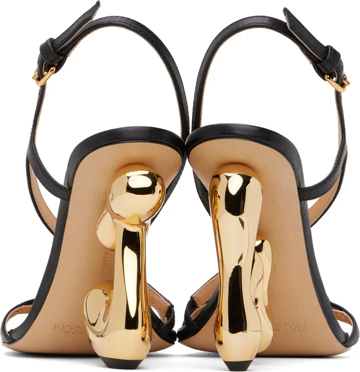 JW Anderson Black Bubble Heel Leather Sandals - Image 2