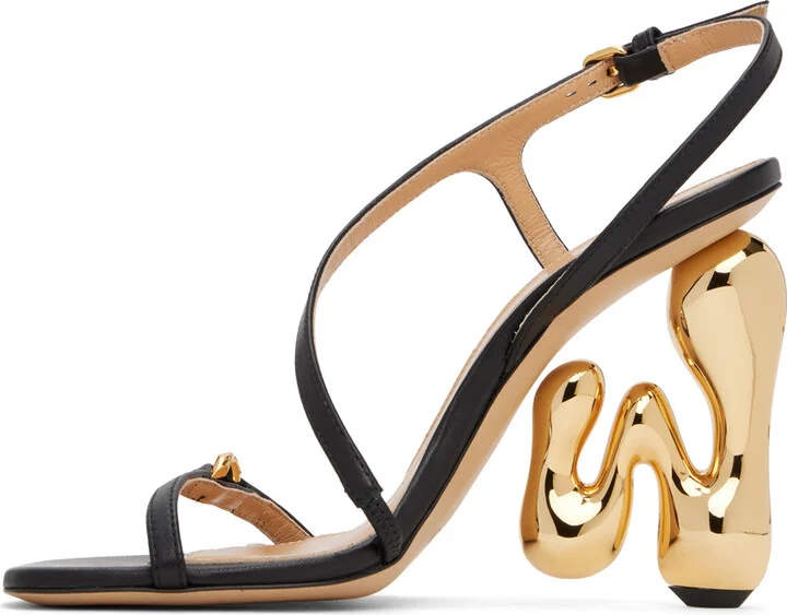 JW Anderson Black Bubble Heel Leather Sandals - Image 3