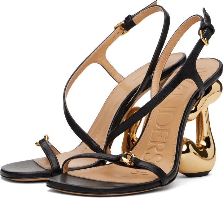 JW Anderson Black Bubble Heel Leather Sandals - Image 5