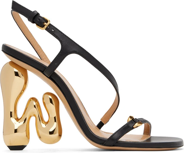 JW Anderson Black Bubble Heel Leather Sandals