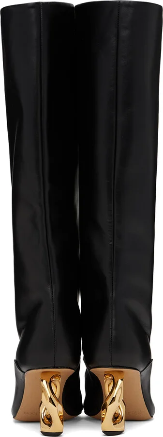 JW Anderson Black Chain Heel Tall Boots - Image 2