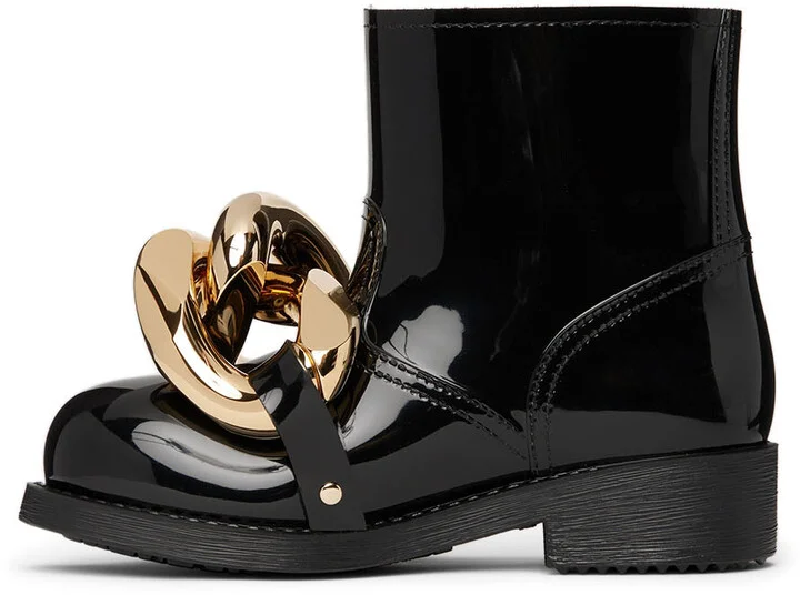 JW Anderson Black Chain Rubber Boots - Image 3