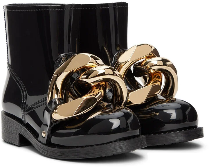 JW Anderson Black Chain Rubber Boots - Image 4