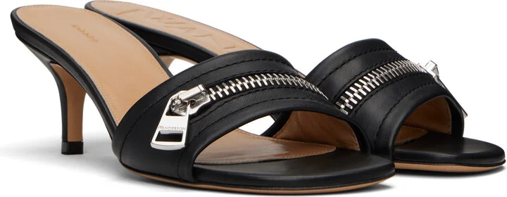 JW Anderson Black Leather Biker Heeled Sandals - Image 4