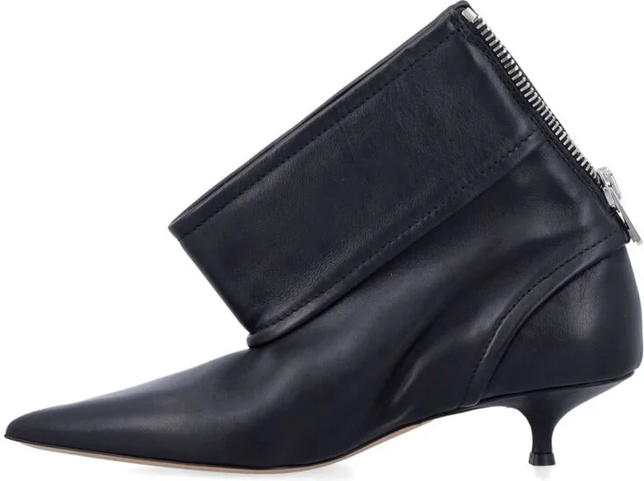 JW Anderson Black Leather Biker Kitten Heel Ankle Boot - Image 3