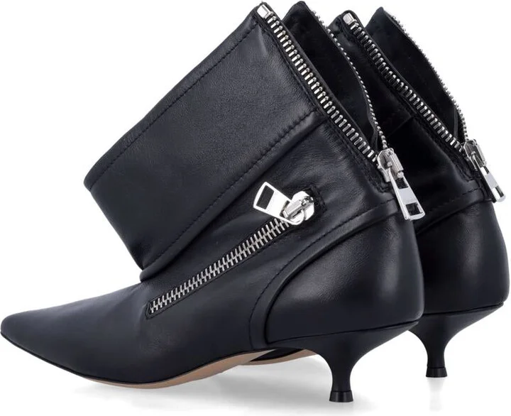 JW Anderson Black Leather Biker Kitten Heel Ankle Boot - Image 4