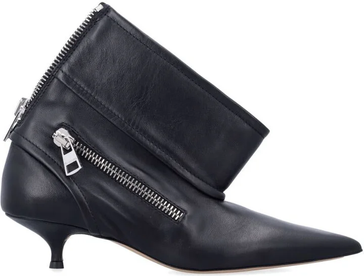 JW Anderson Black Leather Biker Kitten Heel Ankle Boot