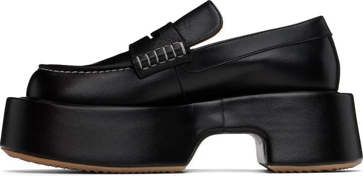 JW Anderson Black Leather Platform Loafers - Image 3