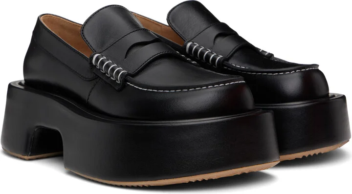 JW Anderson Black Leather Platform Loafers - Image 4