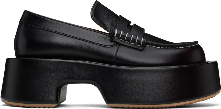 JW Anderson Black Leather Platform Loafers