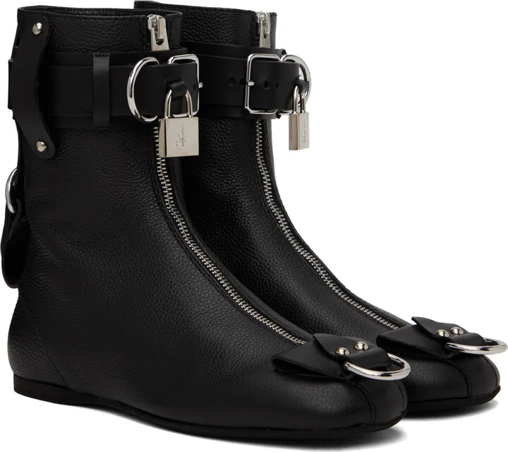 JW Anderson Black Padlock Ankle Boots - Image 4