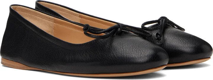 JW Anderson Black Round-Toe Leather Ballerina Flats - Image 4