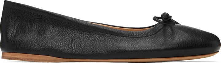 JW Anderson Black Round-Toe Leather Ballerina Flats