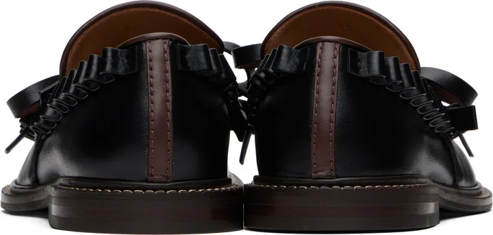 JW Anderson Black Ruffle Leather Slip-on Loafers - Image 2
