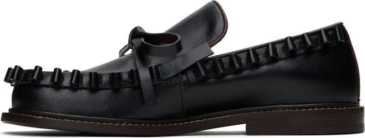 JW Anderson Black Ruffle Leather Slip-on Loafers - Image 3
