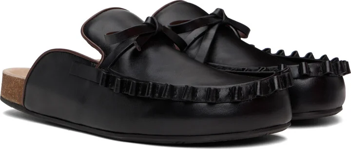 JW Anderson Black Ruffle Slip-on Loafers - Image 4