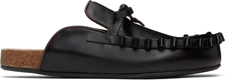 JW Anderson Black Ruffle Slip-on Loafers