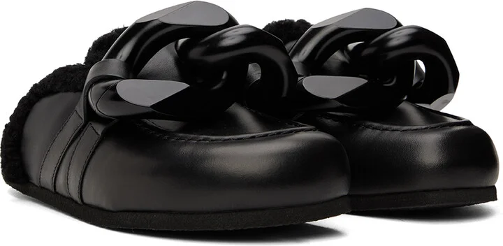 JW Anderson Black Shearling Chain Loafers - Image 4
