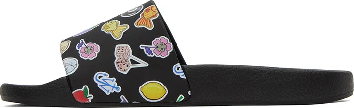 JW Anderson Black Sticker Slides - Image 3