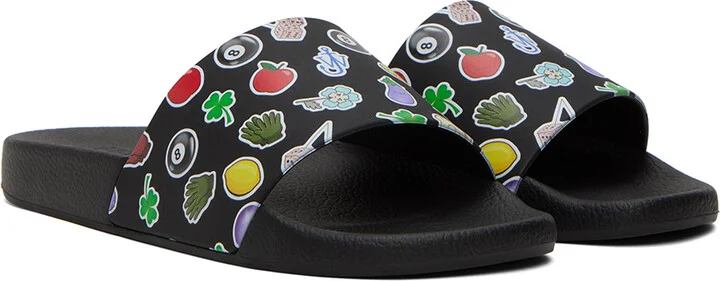 JW Anderson Black Sticker Slides - Image 4