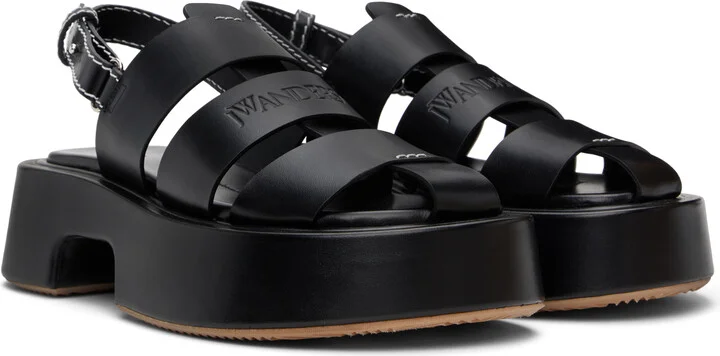 JW Anderson Black Stripe Platform Sandals - Image 4