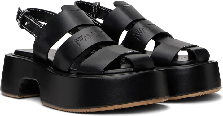 JW Anderson Black Stripe Platform Sandals - Image 4