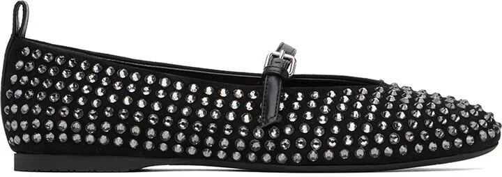 JW Anderson Black Suede Mary Jane Ballerina Flats