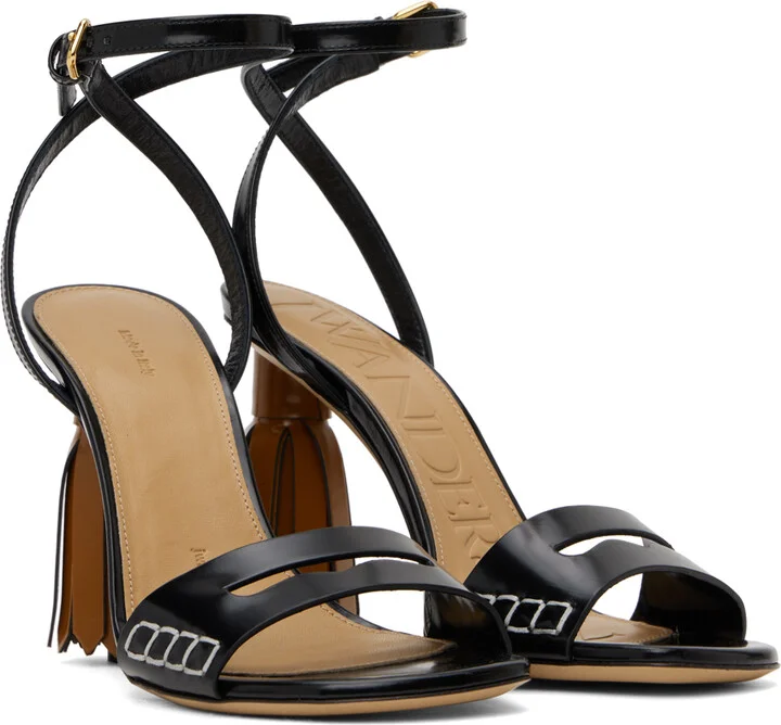 JW Anderson Black Tassel Heeled Sandals - Image 4