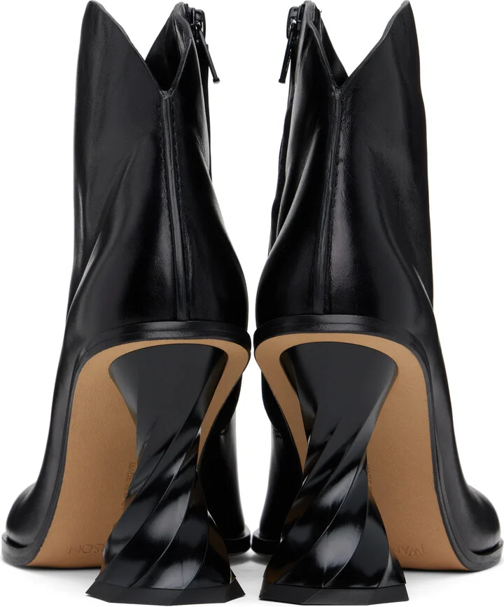 JW Anderson Black Twisted Heel Ankle Boots - Image 2