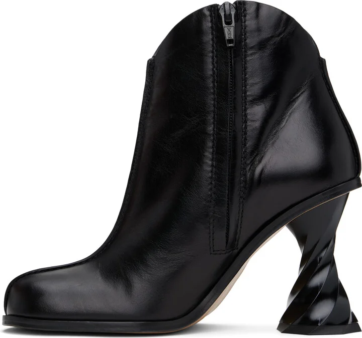 JW Anderson Black Twisted Heel Ankle Boots - Image 3