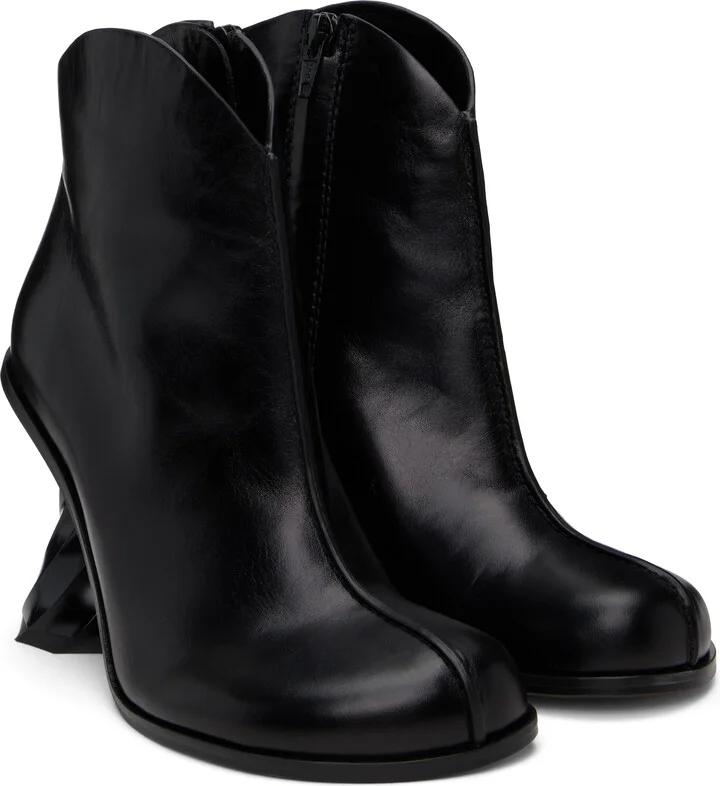 JW Anderson Black Twisted Heel Ankle Boots - Image 4