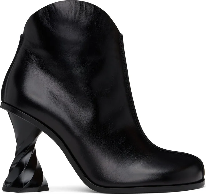 JW Anderson Black Twisted Heel Ankle Boots