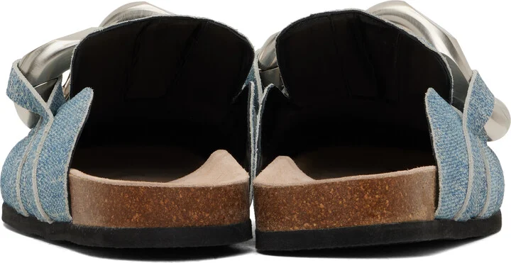JW Anderson Blue Chain Loafer Suede Mules - Image 2