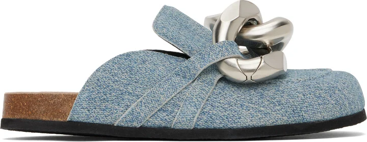 JW Anderson Blue Chain Loafer Suede Mules
