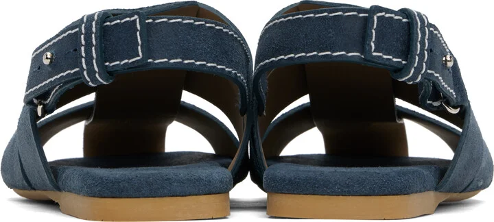 JW Anderson Blue Stripe Flat Sandals - Image 2