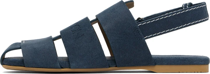 JW Anderson Blue Stripe Flat Sandals - Image 3