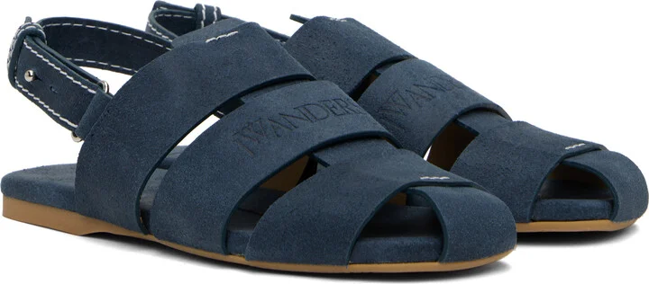 JW Anderson Blue Stripe Flat Sandals - Image 4