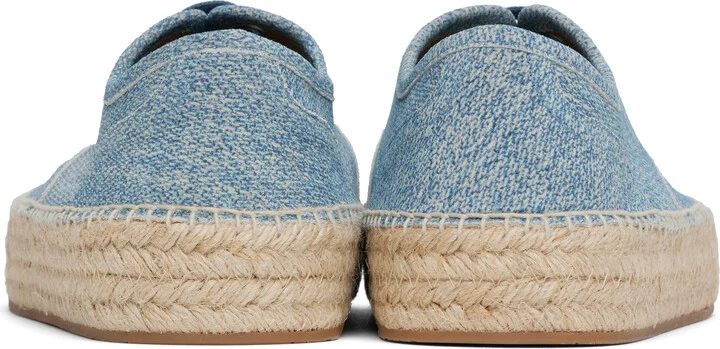 JW Anderson Blue Suede Lace-Front Platform Espadrilles - Image 2