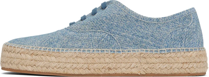 JW Anderson Blue Suede Lace-Front Platform Espadrilles - Image 3