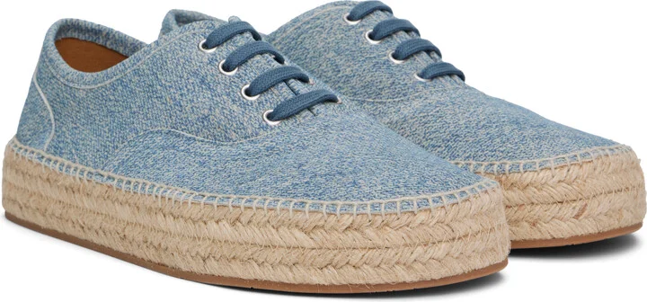 JW Anderson Blue Suede Lace-Front Platform Espadrilles - Image 4