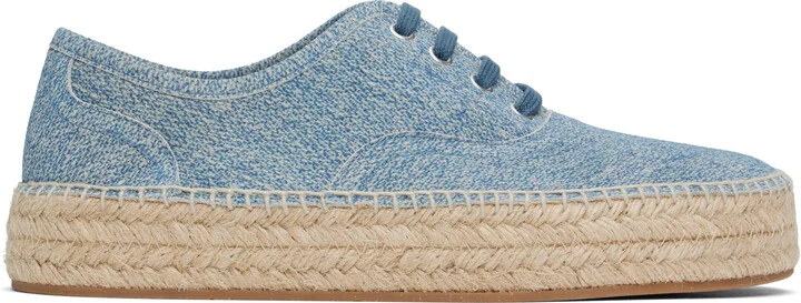 JW Anderson Blue Suede Lace-Front Platform Espadrilles