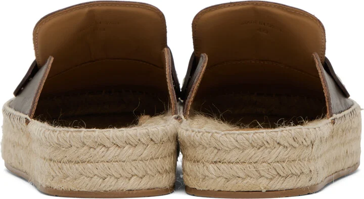 JW Anderson Brown Leather Loafer Mule Espadrilles - Image 2