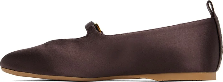 JW Anderson Brown Satin Ballerina Flats - Image 3