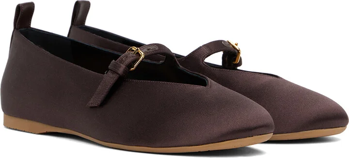 JW Anderson Brown Satin Ballerina Flats - Image 4