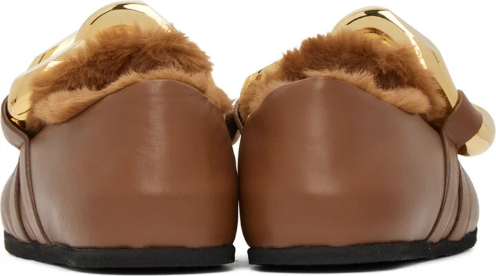 JW Anderson Brown Shearling Chain Loafers - Image 2