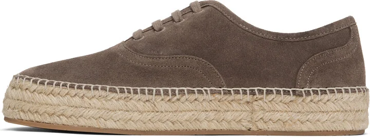 JW Anderson Brown Suede Lace-Front Platform Espadrilles - Image 3