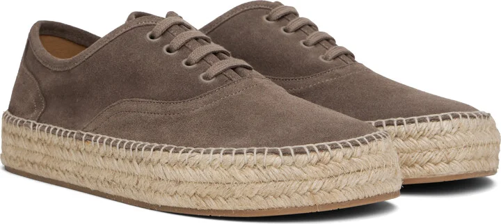 JW Anderson Brown Suede Lace-Front Platform Espadrilles - Image 4